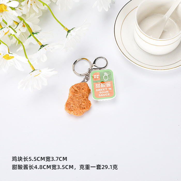 Wholesale Trendy Chicken Nugget Keychain Cute PVC Food Charm MOQ≥2
