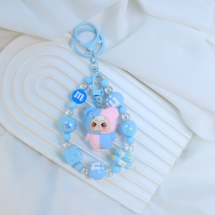 Wholesale Flocking car keychain pendant cartoon cute clown doll bag pendant