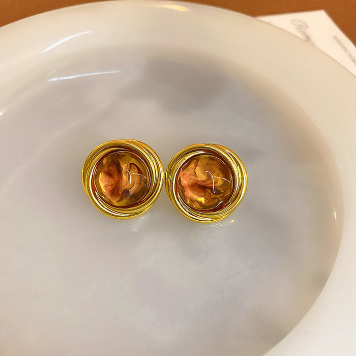 Wholesale  silver needle geometric irregular resin earrings heart earrings