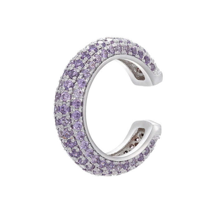 Wholesale Gold Plated Copper Ear Cuff with Colored Zircon Simple Style Fashion Accessory MOQ≥2