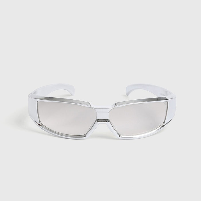 Wholesale cool square reflective silver frame sunglasses