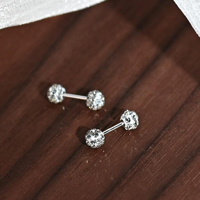 Wholesale Silver sparkling diamond ball with hanging earrings, simple and niche design, exquisite ear bone studs and earrings