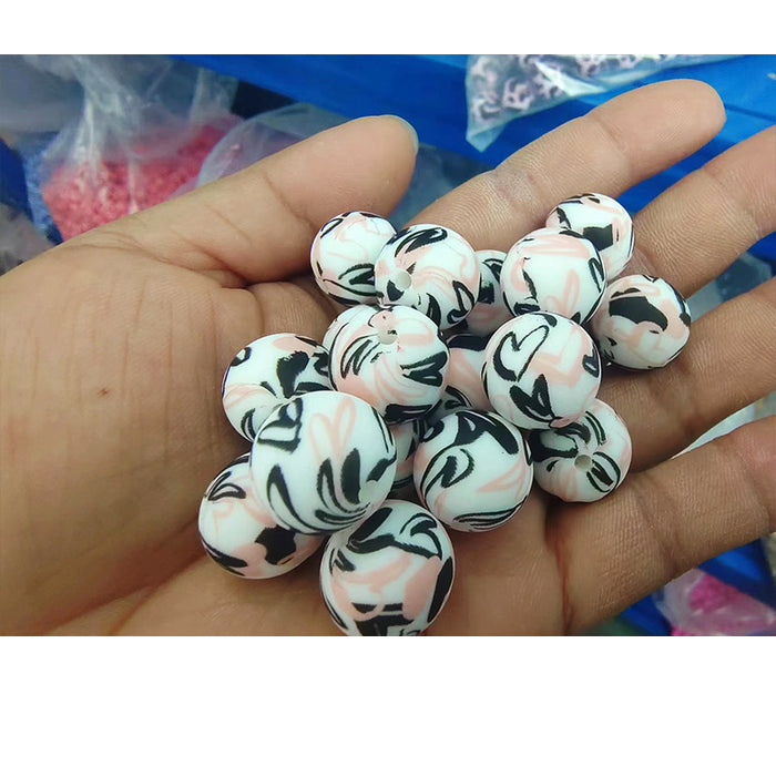 Wholesale 20pcs15mm Valentine's Day Printed Beads JDC-BDS-HongZhou007