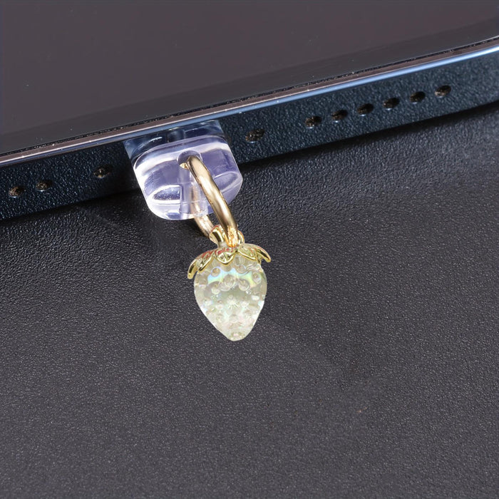 Wholesale Acrylic realistic 3D strawberry pendant dust plug