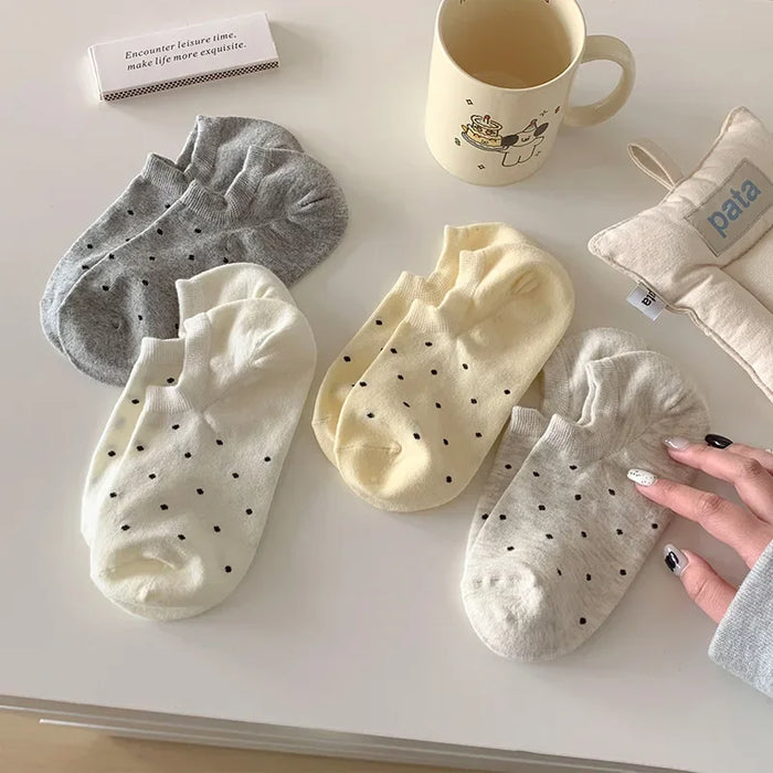 Wholesale Thin shallow mouth boat socks with solid color dots that won't fall off and invisible socks