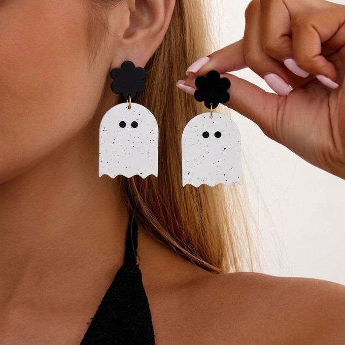 Wholesale Cartoon Ghost Black Cat Pumpkin Earrings Party Fashion Accessory
