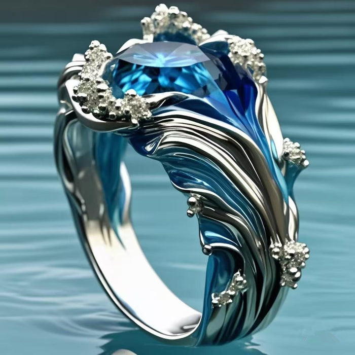 Wholesale Wave Ring Ocean Series Wave Resin Ring Women Adjustable rings