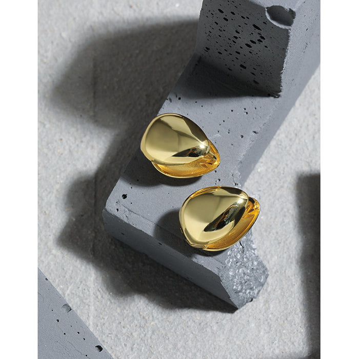 Wholesale Minimalist and versatile geometric oval smooth texture pure silver ear buckle with niche design