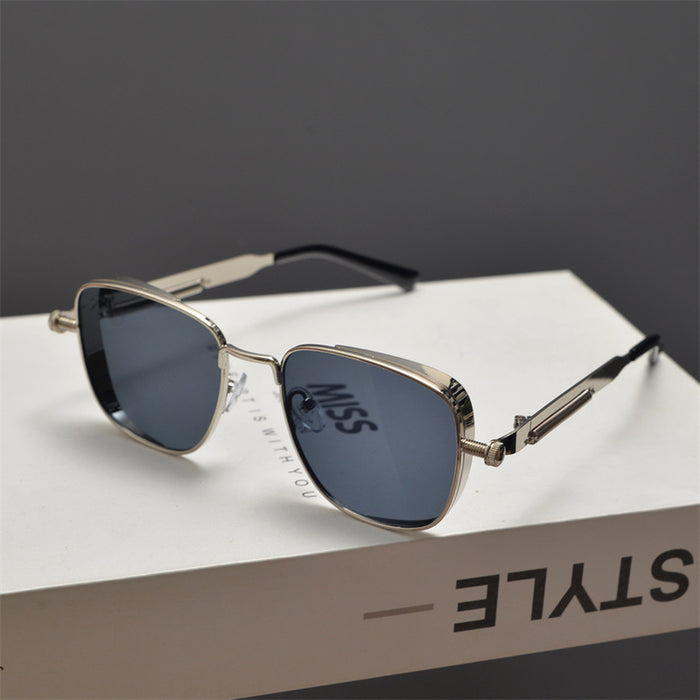 Wholesale Retro steampunk style metal square sunglasses sunglasses