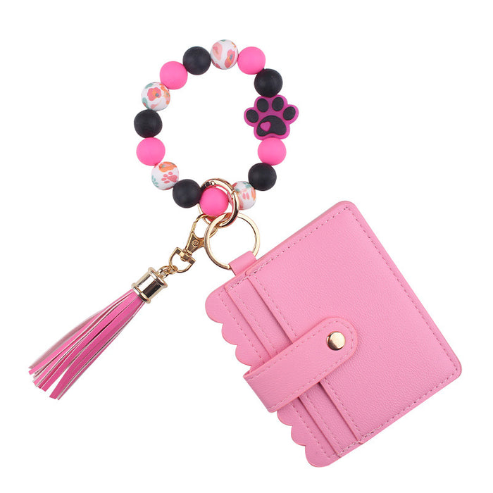 Wholesale Cartoon Dog Claw Card Bag Jewelry Beaded DIY Dog Claw Silicone Bracelet Bracelet Wallet Keychain Pendant