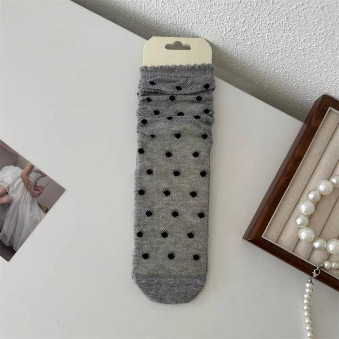 Wholesale Bow thin mesh tube socks, polka dot socks, breathable versatile socks