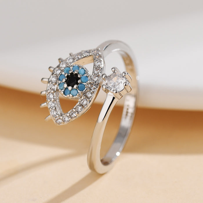 Wholesale Evil Eye Adjustable Ring Brass Gold Fashion Accessory