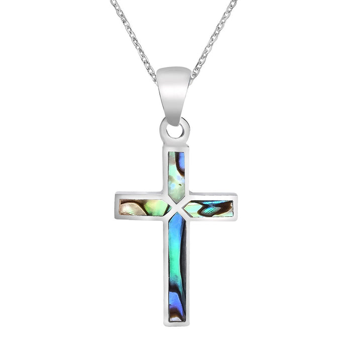 Wholesale Faith Color Cross Inlaid Stainless Steel Pendant Necklace