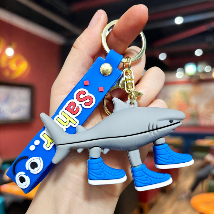 Wholesale Doll Keychain Mythical Beast Quirky Abstract Wooden Stick Man Shark Small Pendant