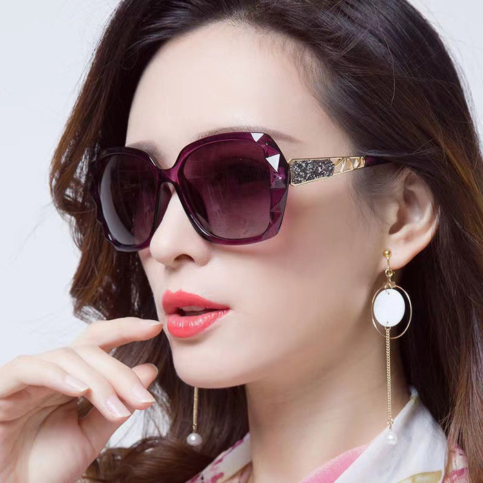 Wholesale ladies sunglasses trendy fashion large frame sunscreen sunglasses holiday vintage sunglasses