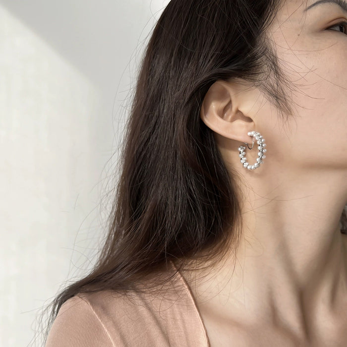 Wholesale High end retro pearl earrings with versatile temperament, earrings without ear holes, ear clips, and earrings