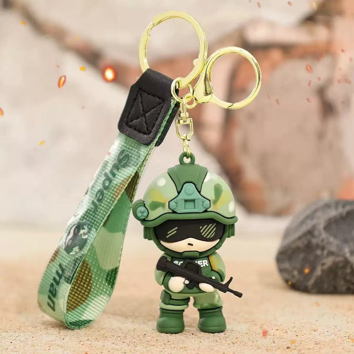 Wholesale Soft rubber cartoon special forces soldier keychains