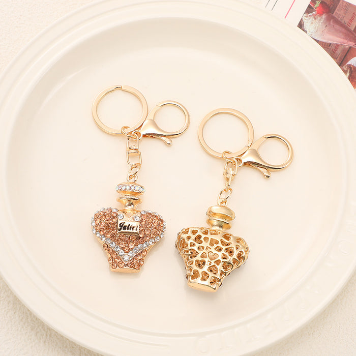 Wholesale Crystal Perfume Bottle Keychain Zinc Alloy Purple Car Key Accessory MOQ≥2