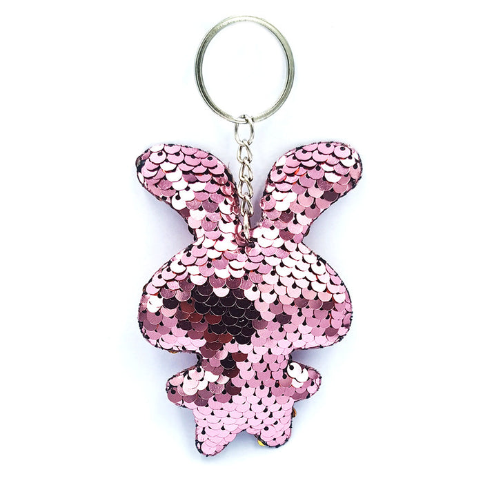 Wholesale Reflective Shiny Animal Plant Keychain PET Sequins Fashion Bag Car Pendant DIY Clothing Accessories JDC-KC-QS001