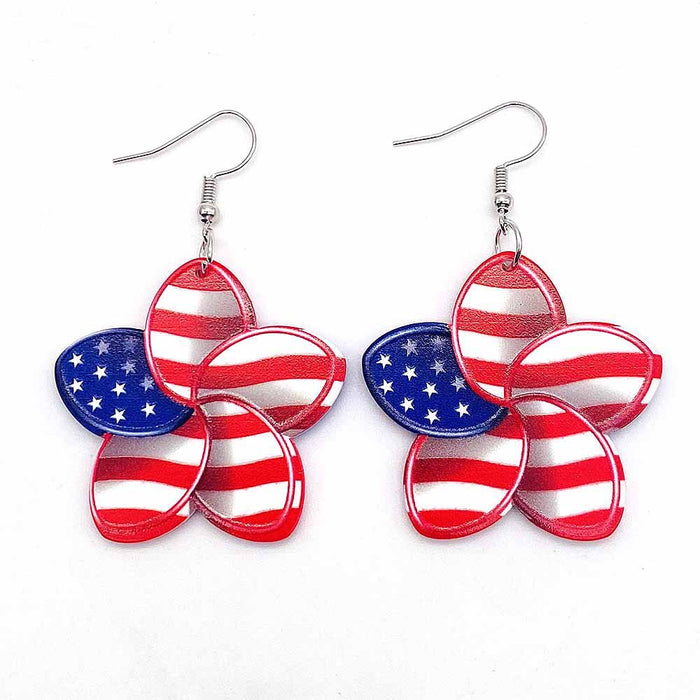 Wholesale Independence Day Colorful Flowers Acrylic Earrings JDC-ES-PuCi034