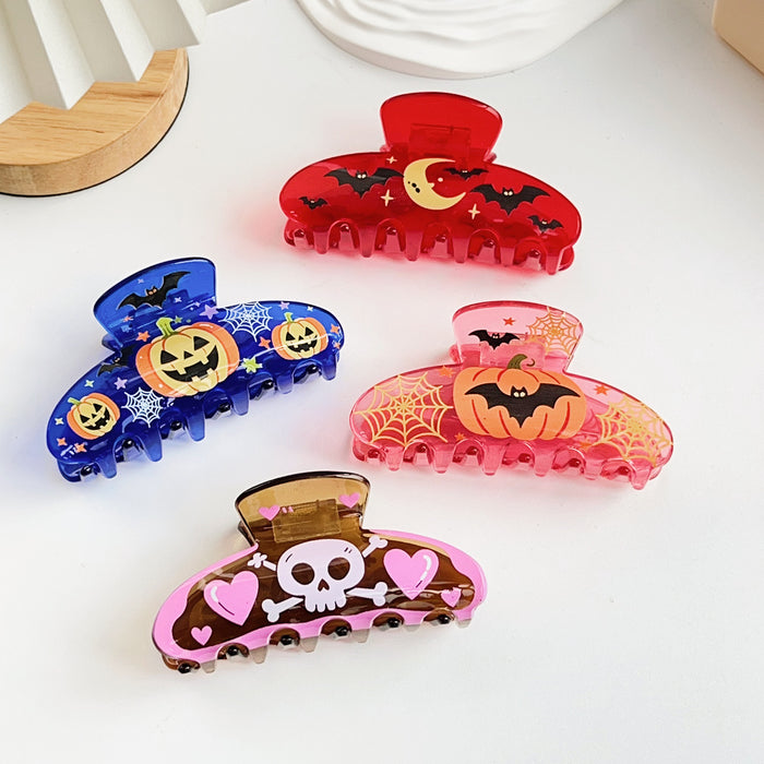 Wholesale Acrylic Hair Claw Clip Pumpkin Bat Dark Style Hair Accessory