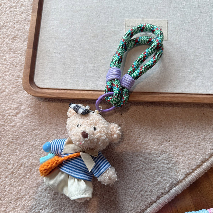 Wholesale  Cute Satchel Pendant Bear Mobile Phone Rope Color Rope Keychain Toy Bag Pendant