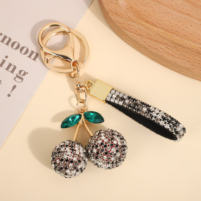 Wholesale Modern minimalist cherry keychain with diamonds