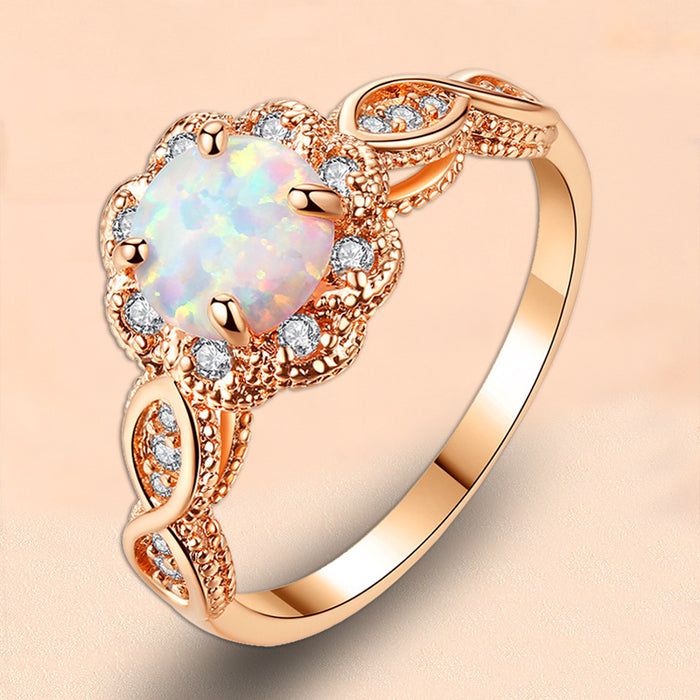 Wholesale Fashionable resin rose gold hollow ring jewelry rhinestone ring jewelry ring