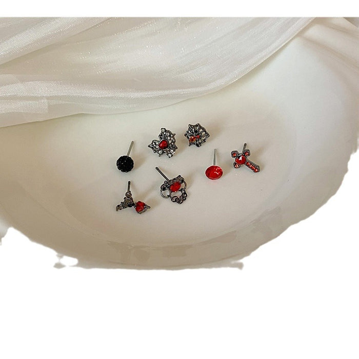 Wholesale Niche design spider diamond cross, heart chain, earring, personalized, versatile, high-end feeling earring