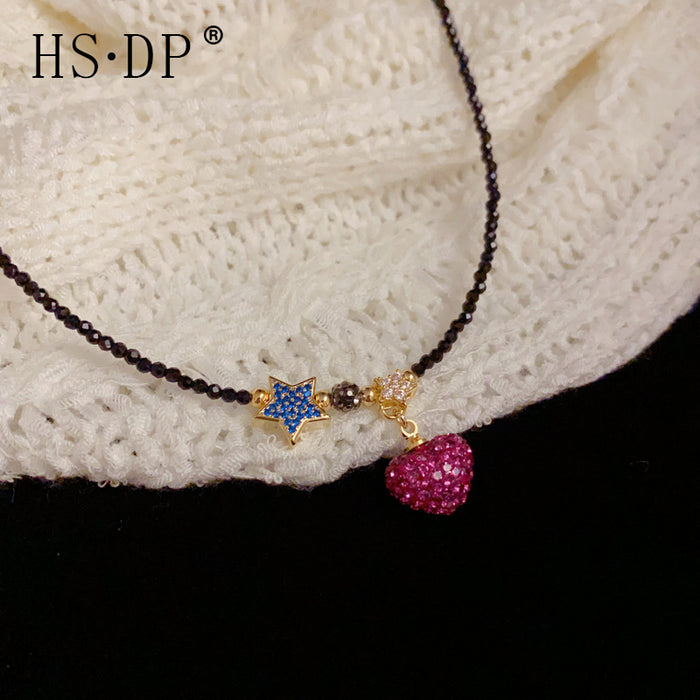 Wholesale Love Sparkling Diamond Pentagram Crystal Necklace