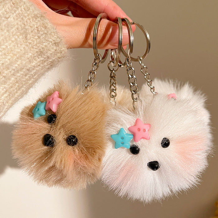 Wholesale Blush Little White Dog Plush Pendant Keychain