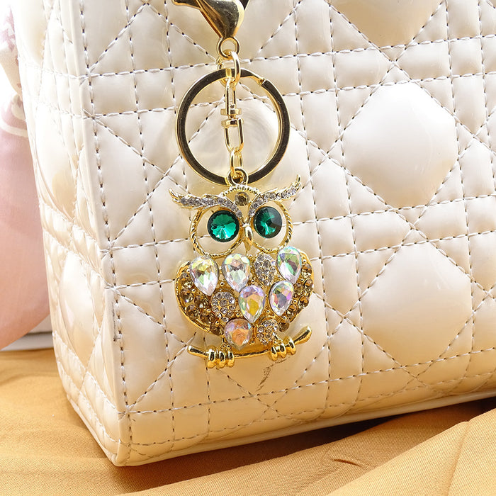 Wholesale Creative jewelry bag pendant alloy diamond shiny acrylic cute owl