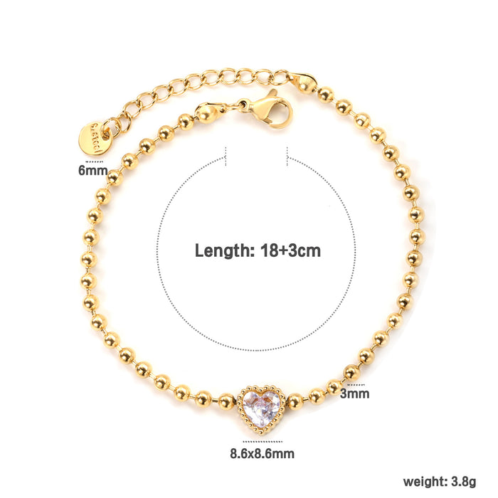 Wholesale Mixed Color Heart-Shaped Zircon Bracelet Niche Design Cherry Bracelet Stainless Steel Bracelet