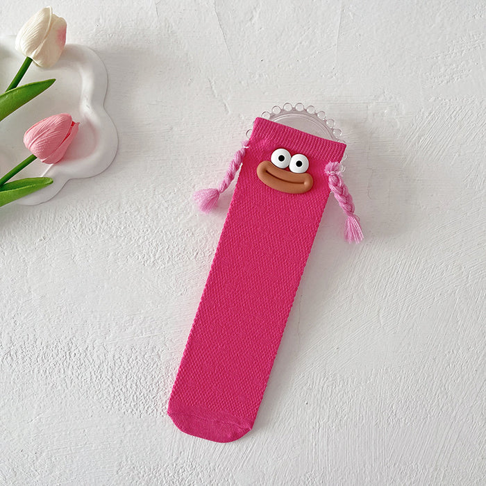 Wholesale Thin children' s socks mid-tube socks  cute long socks  funny braids pile socks