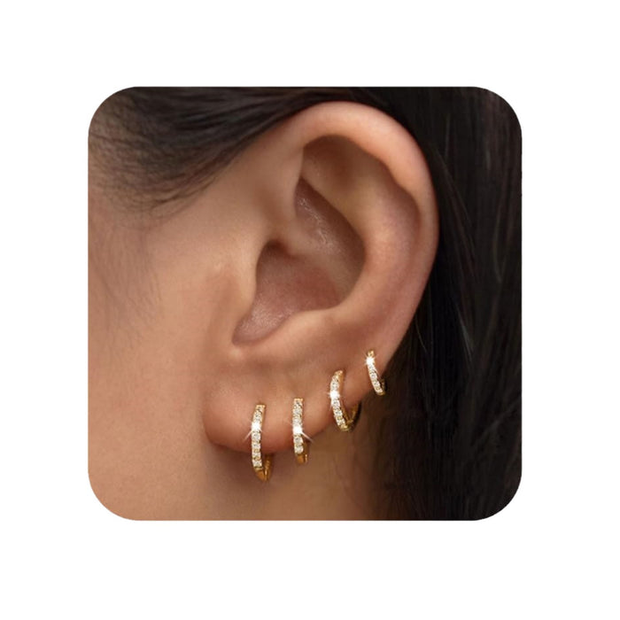 Wholesale Electroplating simple zircon inlaid circle fashionable women's ear ring four piece set