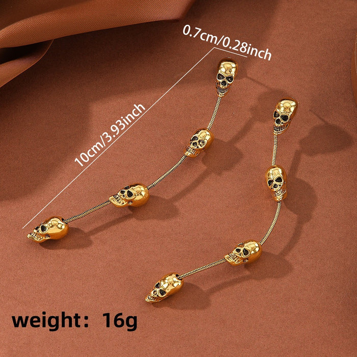 Wholesale  earrings personality punk retro alloy skull tassel long earrings