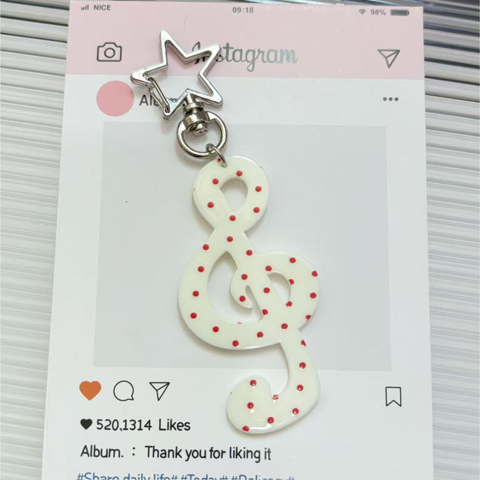 Wholesale Sweet polka dot striped star musical note keychain