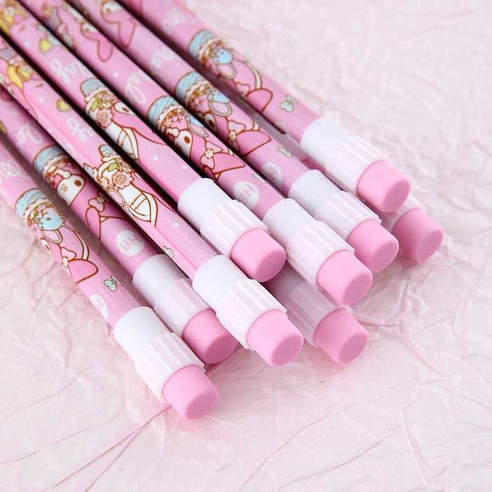 Wholesale HB pencil writing pen round rod 12pcs with pencil sharpener