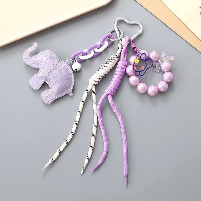 Wholesale Leather bow heart pendant luggage keychain lanyard accessories single buckle tassel pendant accessories