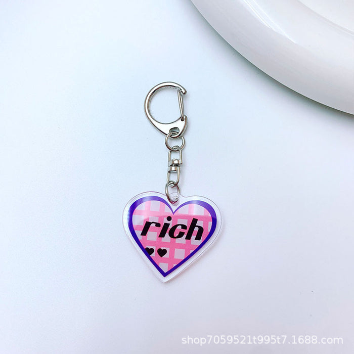 Wholesale Love acrylic keychain student schoolbag pendant car accessories children couple gift accessories