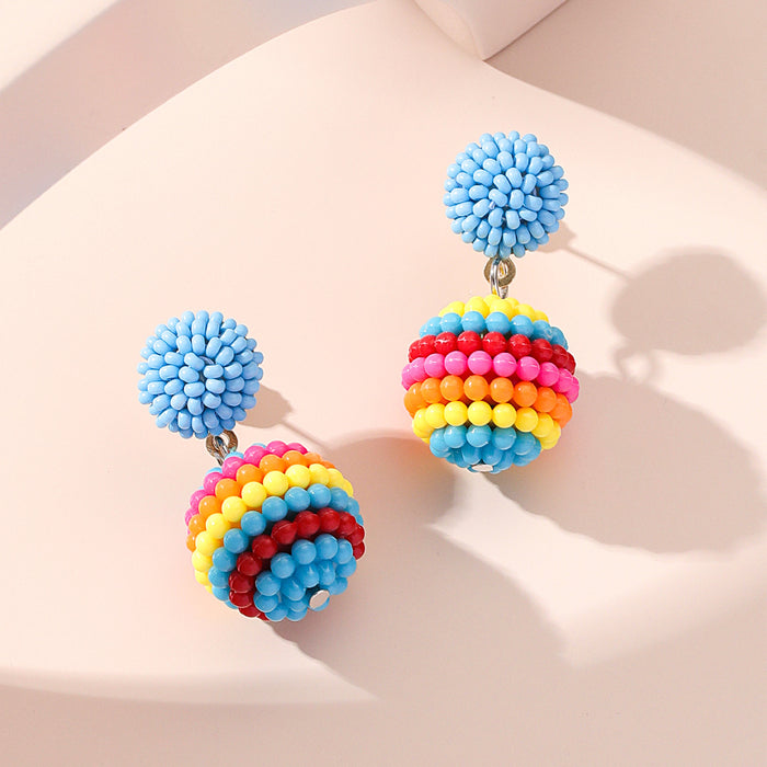 Wholesale Random Color Plum Ball Fashionable Small Fresh Color Earrings JDC-ES-Gute055