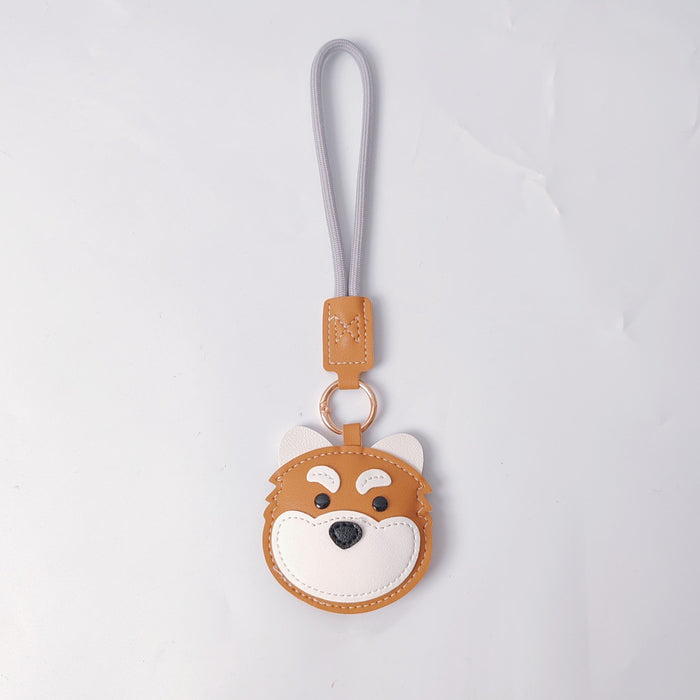 Wholesale PU Leather Black Husky Cartoon Dog Keychain Bag Charm Trendy Car Key Accessory