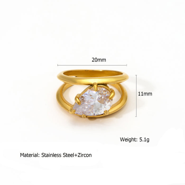 Wholesale Original design, high-end feel, stainless steel zircon inlaid ring, fashionable irregular bracelet