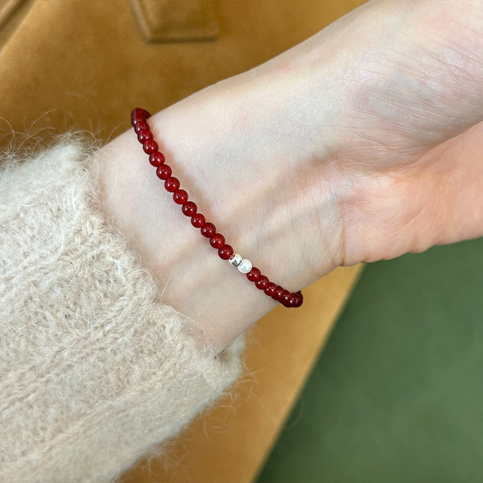 Wholesale Pure silver, silver beads, pearl bracelet, women's minimalist handmade design, elegant beading