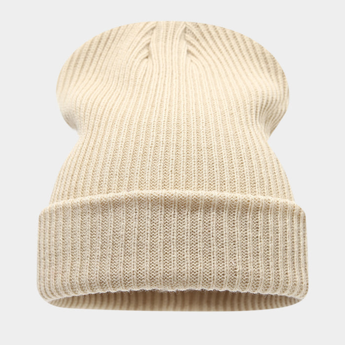 Wholesale Double-striped cuffed pullover warm knitted fashionhat
