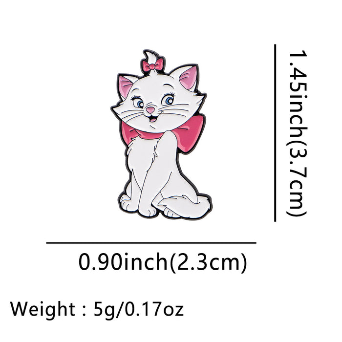 Wholesale Cartoon Bow White Cat Series Animation Anime Brooch Badge Clothing Backpack Decoration