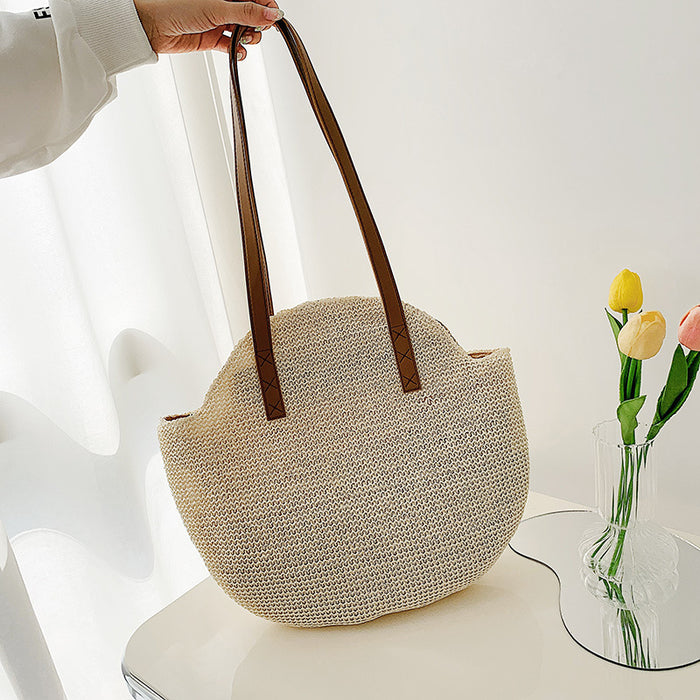 Wholesale Vintage large capacity grass woven bag, hand-held shoulder bag
