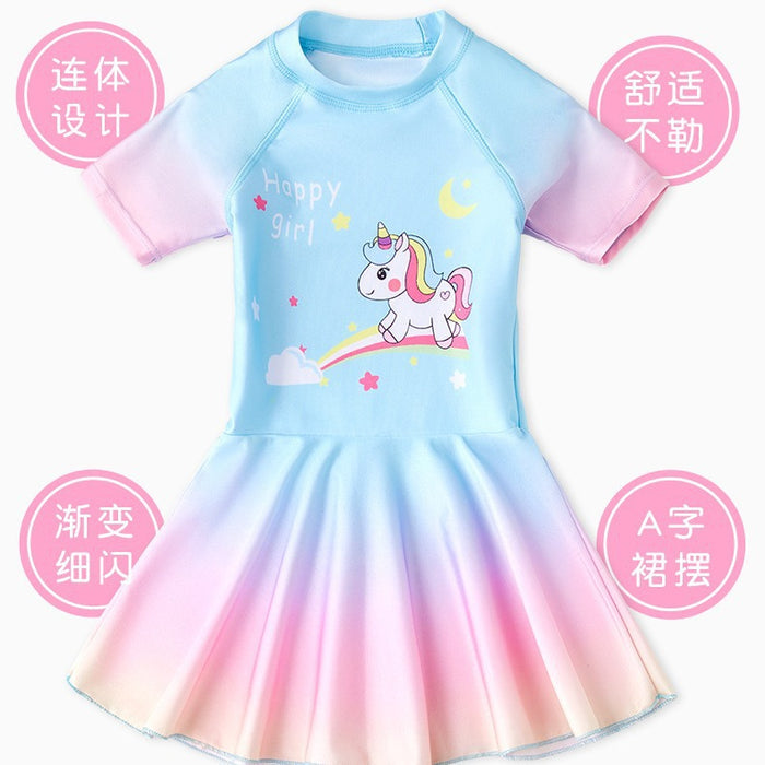 Wholesale Children's swimsuit, girls' one-piece cartoon skirt style swimsuit, women's swimsuit
