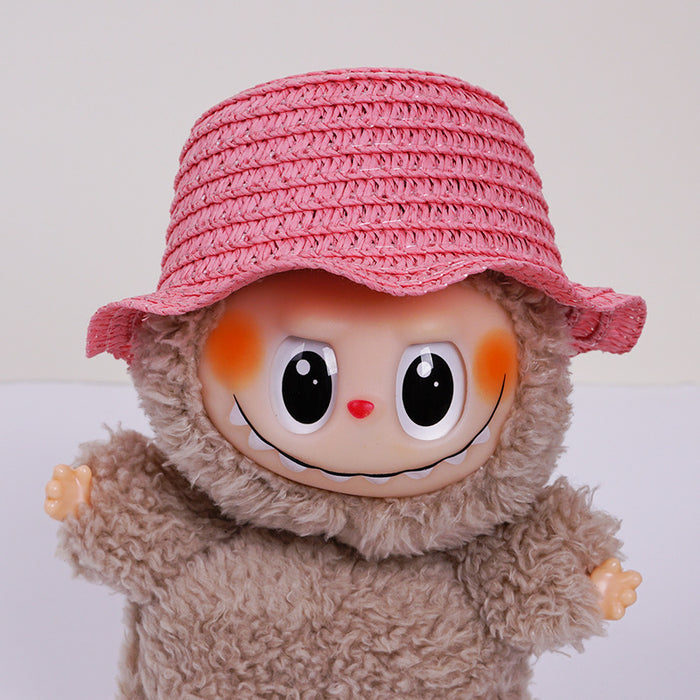 Wholesale  mini hollow top woven straw hat dome wave pull cloth leaking ear hat dress-up baby clothes accessories