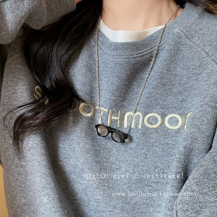 Wholesale Mini glasses versatile sweatshirt necklace women's simple accessories autumn and winter halterneck decorative sweater chain